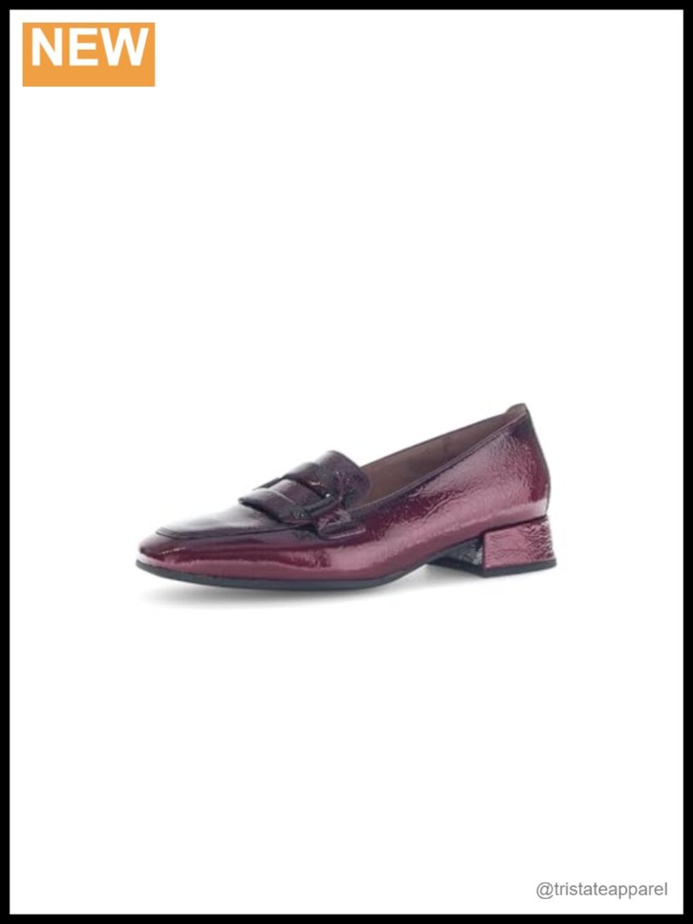 Leather Block Heel Square Toe Buckle Accent Low Heel Pumps Pull-On